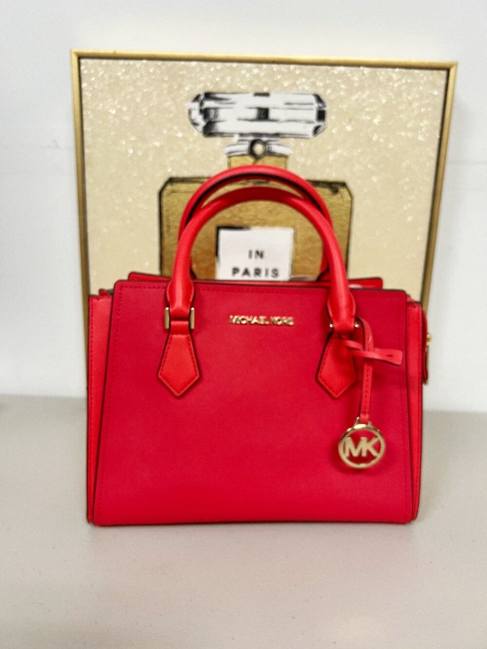 Michael Kors 35T0GWXM2L Hope Medium Saffiano Leather Satchel